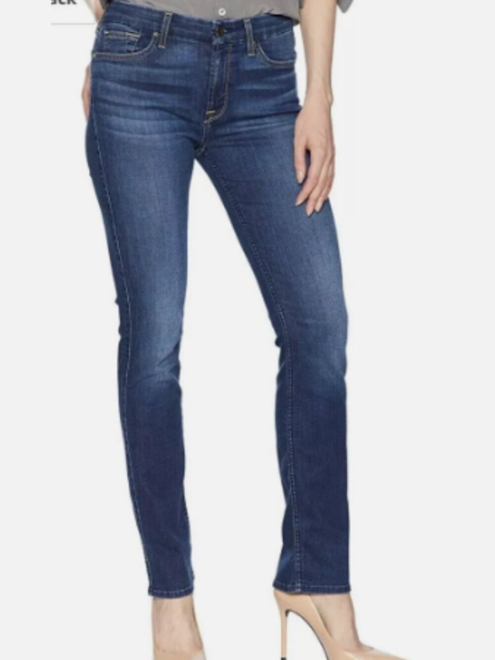 JEN7 by 7 For All Mankind Slim Straight Jeans Blue Stretch Denim Size 6